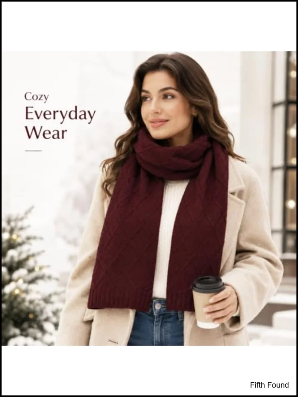 MEALNET Women's Winter Scarf Soft Warm Textured Knit Diamond Pattern
